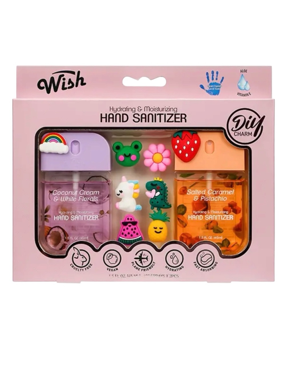 DIY Charm Set Wish Hand Sanitizer Coconut Cream & White Florals & Salted Caramel